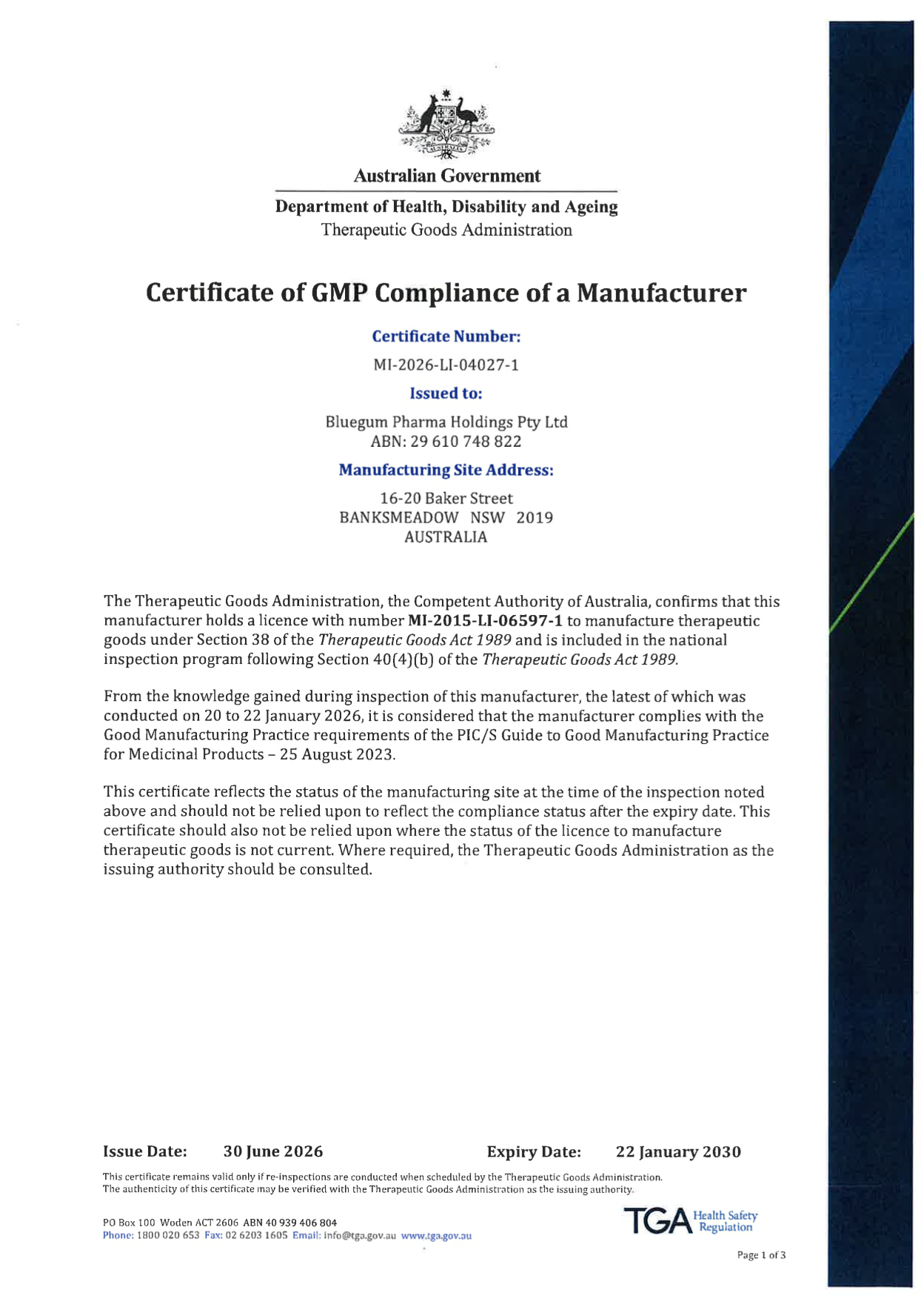 GMP Certificate